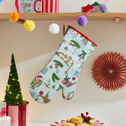 Christmas Cats Gauntlet Oven Glove