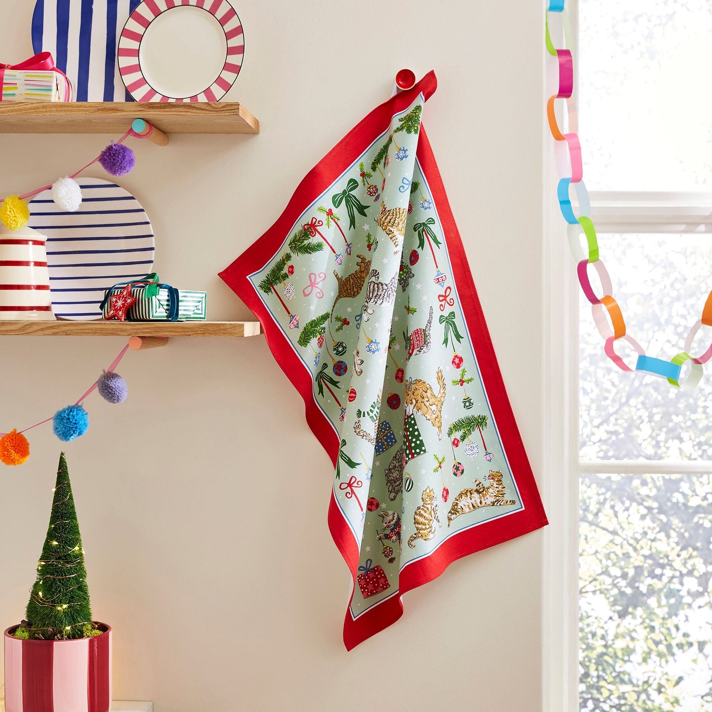 Christmas Cats Cotton Tea Towel