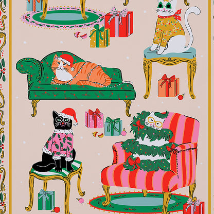 Christmas Cool Cats Cotton Tea Towel