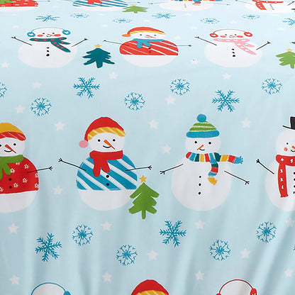Christmas Snowman Duvet Cover Set in Duck Egg