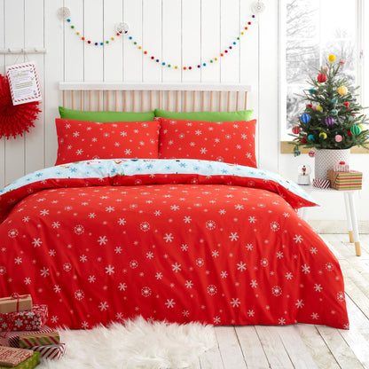 Christmas Snowman Duvet Cover Set in Duck Egg