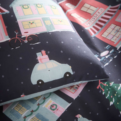 Christmas Houses Duvet Cover Set in Navy