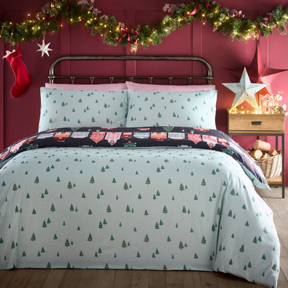 Christmas Houses Duvet Cover Set in Navy