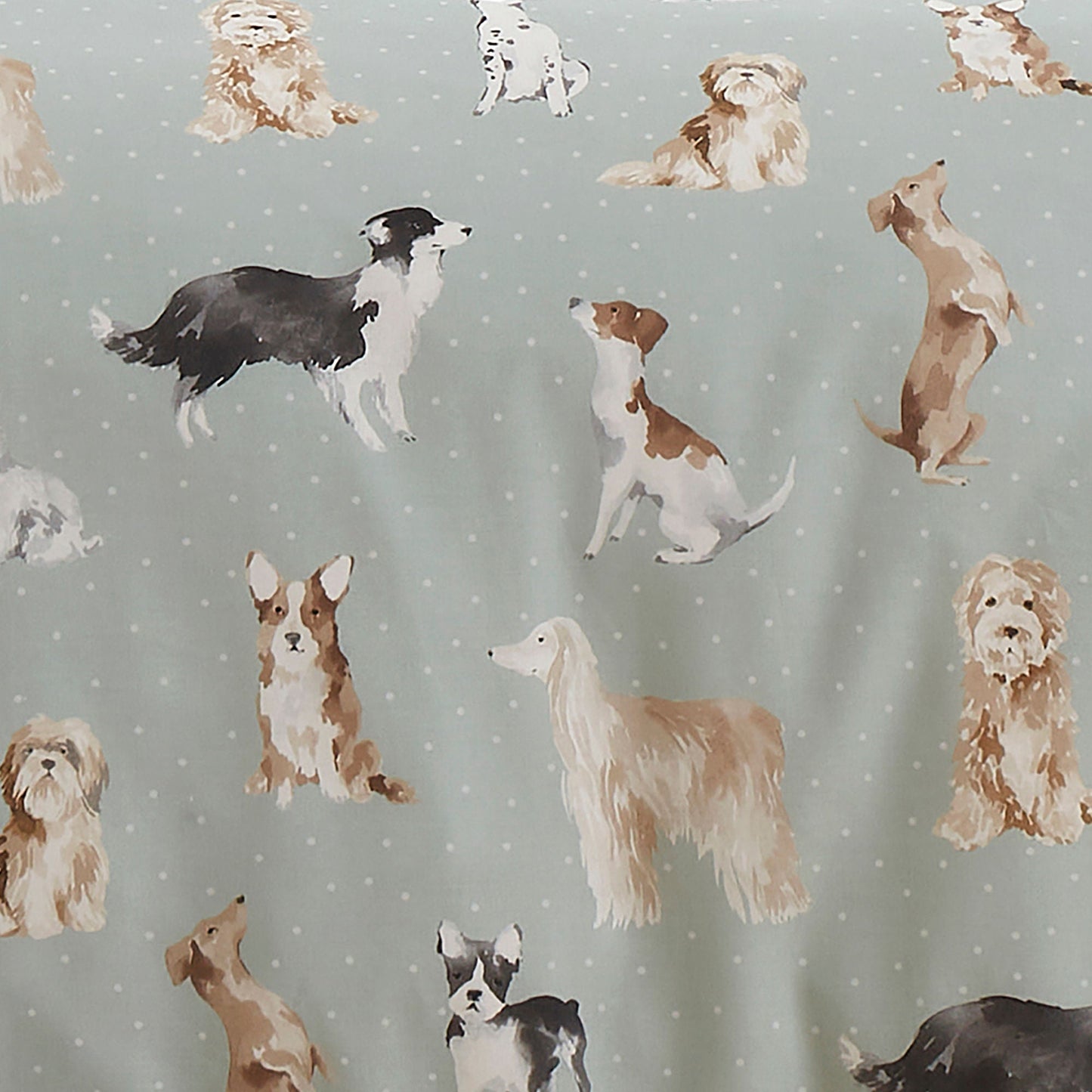 Cute Dogs Duvet Cover Set in Duck Egg
