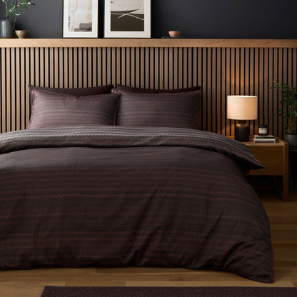 Chevron Stripe Duvet Cover Set in Chocolate