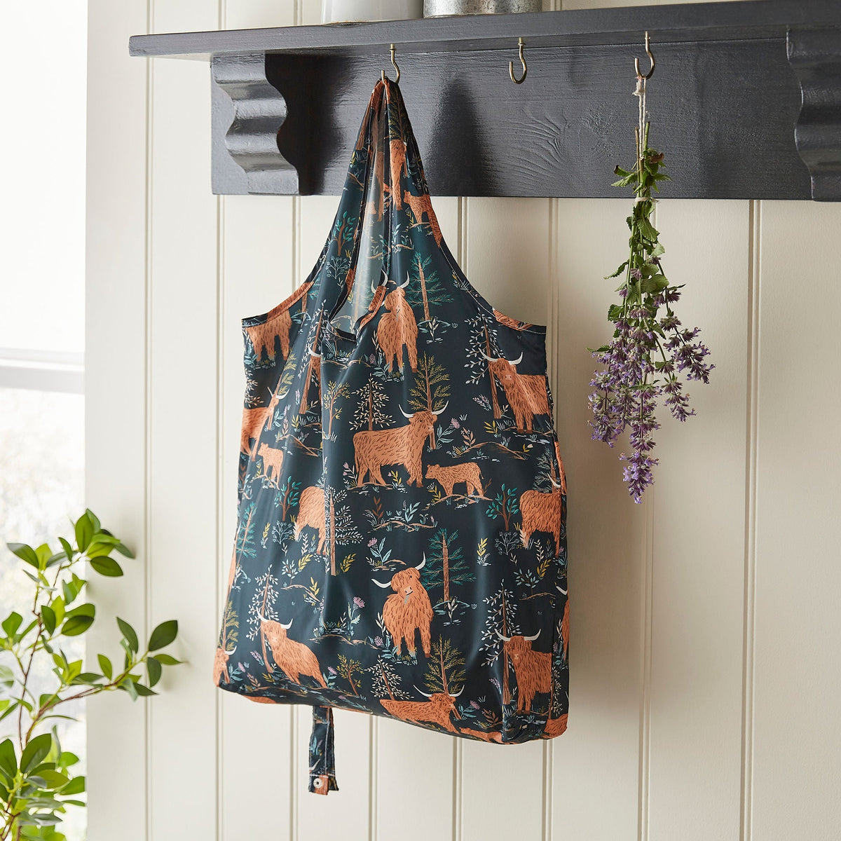 Connie the Cow Foldable Tote Bag Medium in Navy