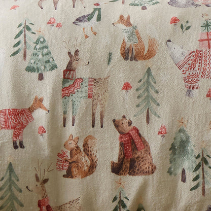 Christmas Woodland Animals Duvet Cover Set in Natural