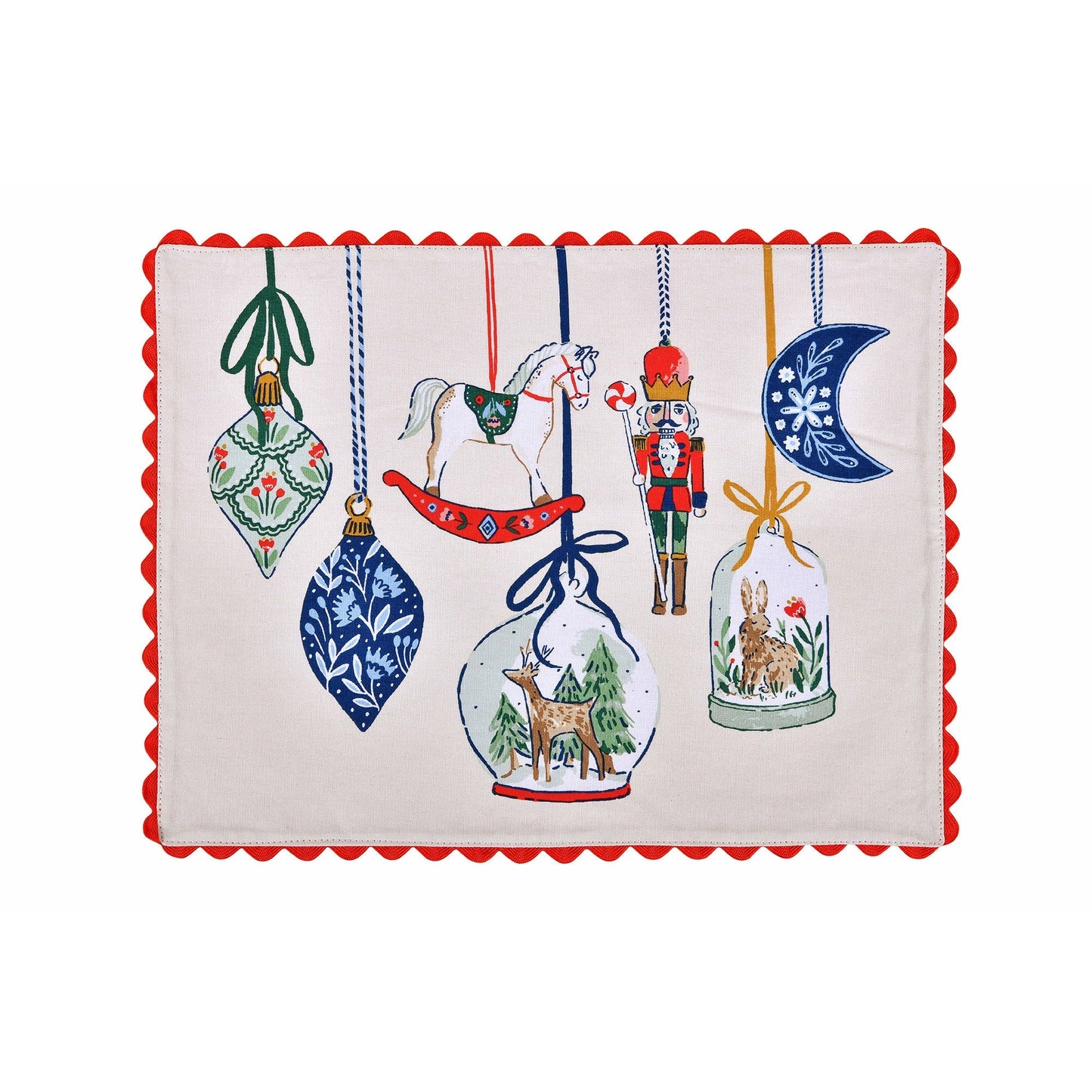 Christmas Ornaments Cotton Placemats 2 Pack