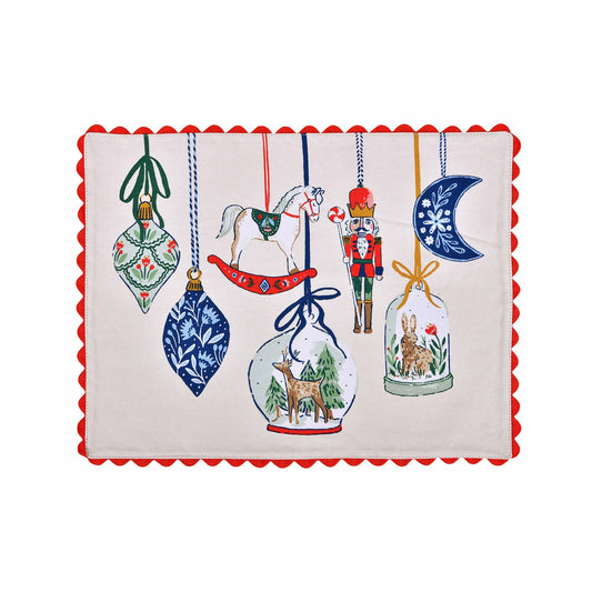 Christmas Ornaments Cotton Placemats 2 Pack