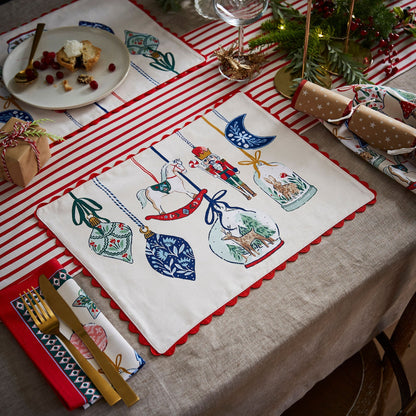 Christmas Ornaments Cotton Placemats 2 Pack