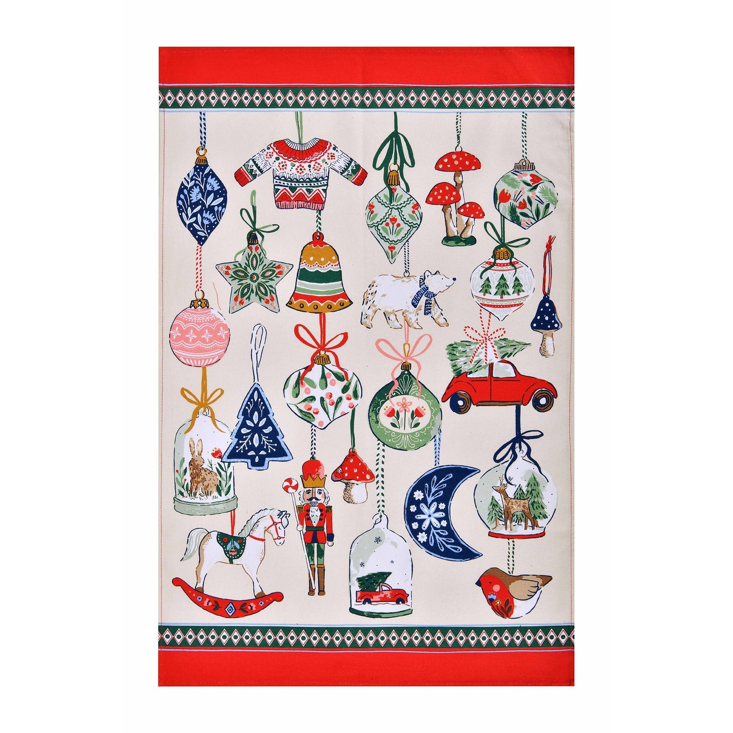 Christmas Ornaments Cotton Tea Towel