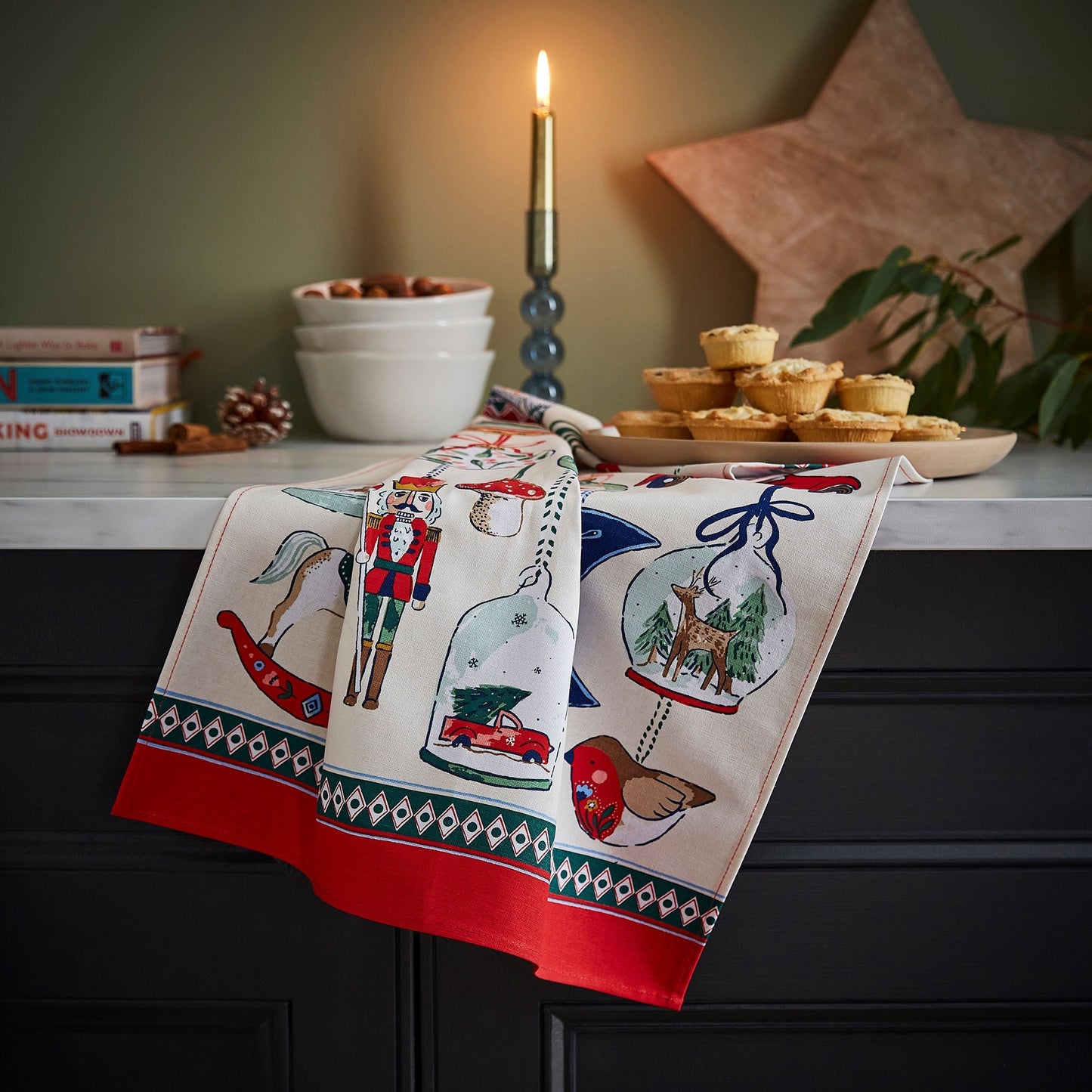 Christmas Ornaments Cotton Tea Towel