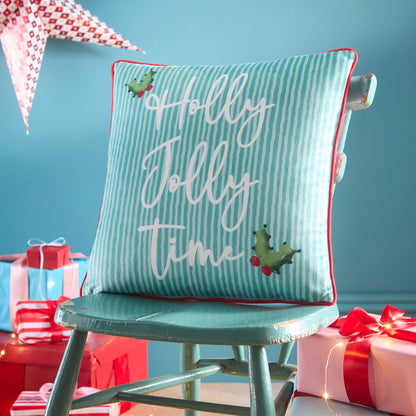 Christmas Vintage Frames Cushion in Red 43 x 43cm