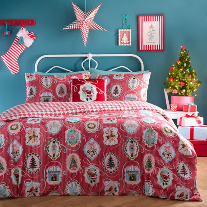 Christmas Vintage Frames Cushion in Red 43 x 43cm