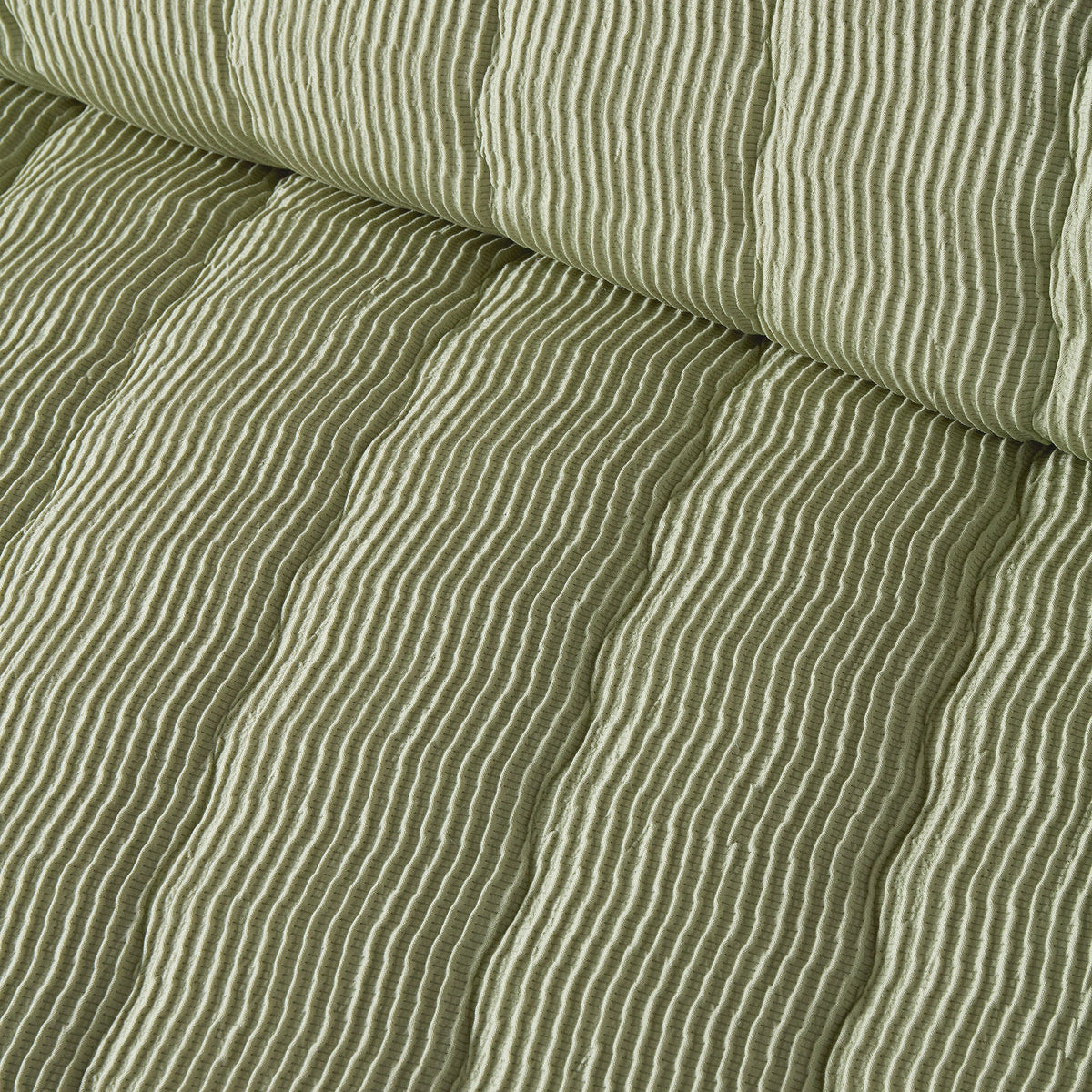 Crinkle Wave Duvet Cover Set in Green