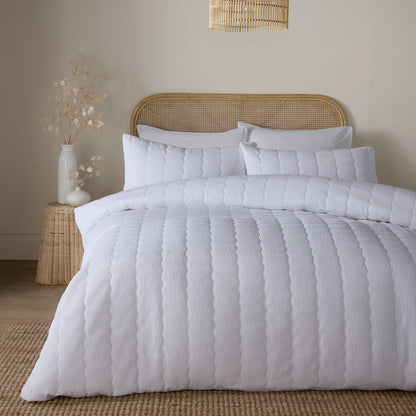 Crinkle Wave Duvet Cover Set in White