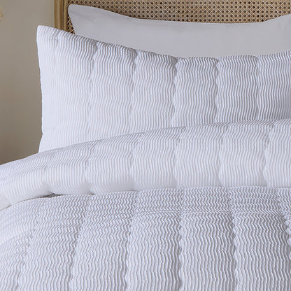 Crinkle Wave Duvet Cover Set in White