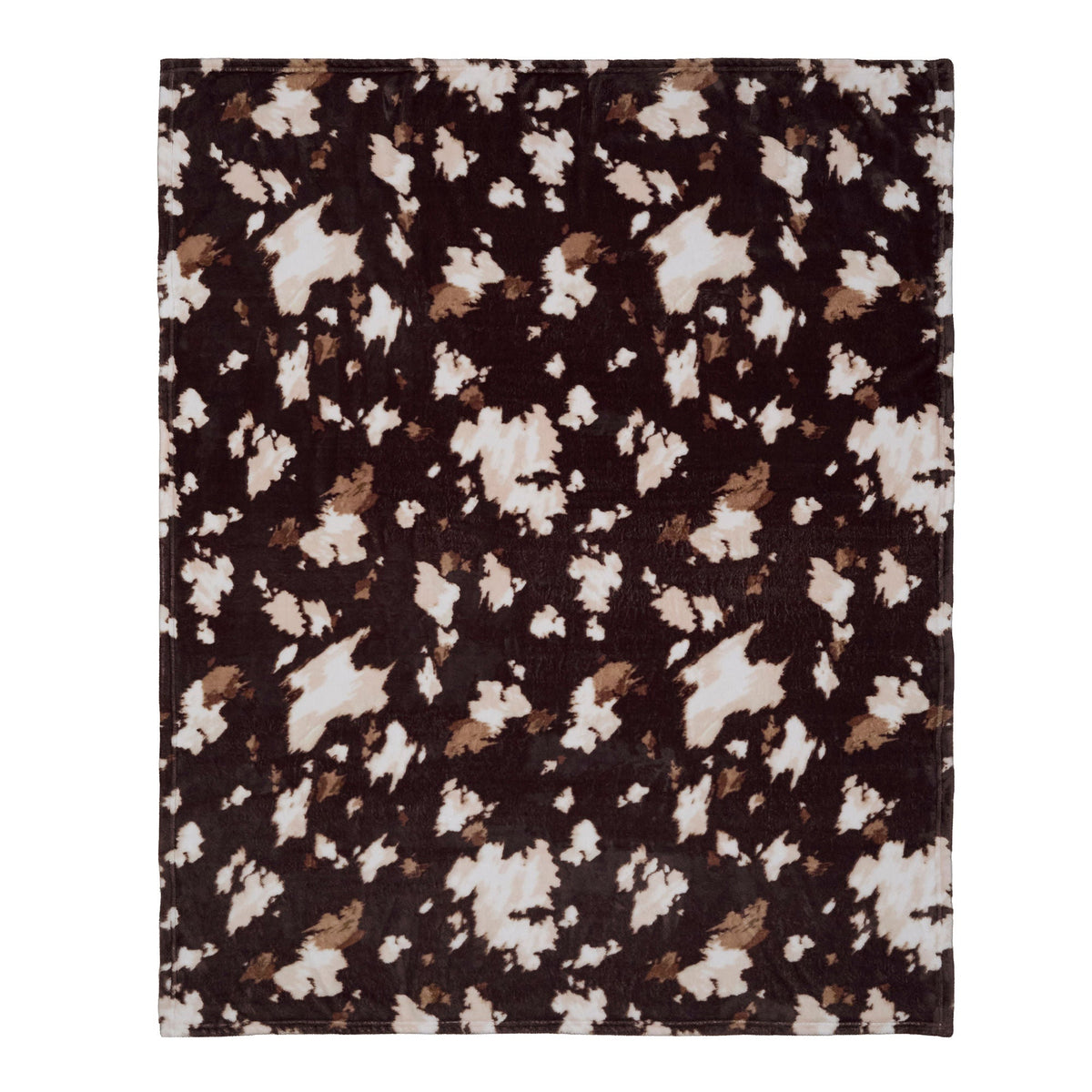 Cow Print Fleece Throw in Chocolate