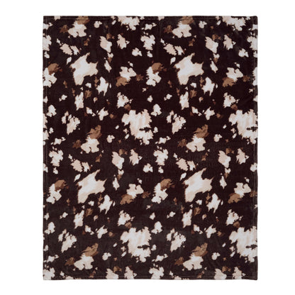 Cow Print Fleece Throw in Chocolate