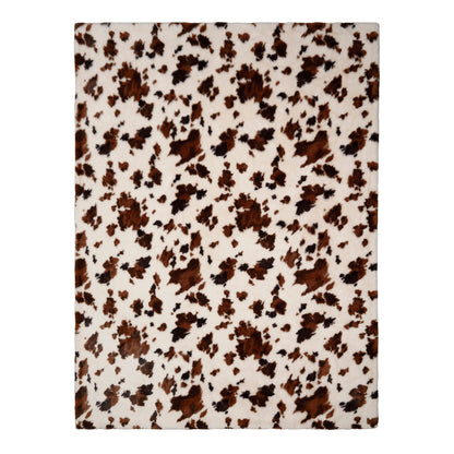 Cow Print Faux Fur Bedspread in Natural