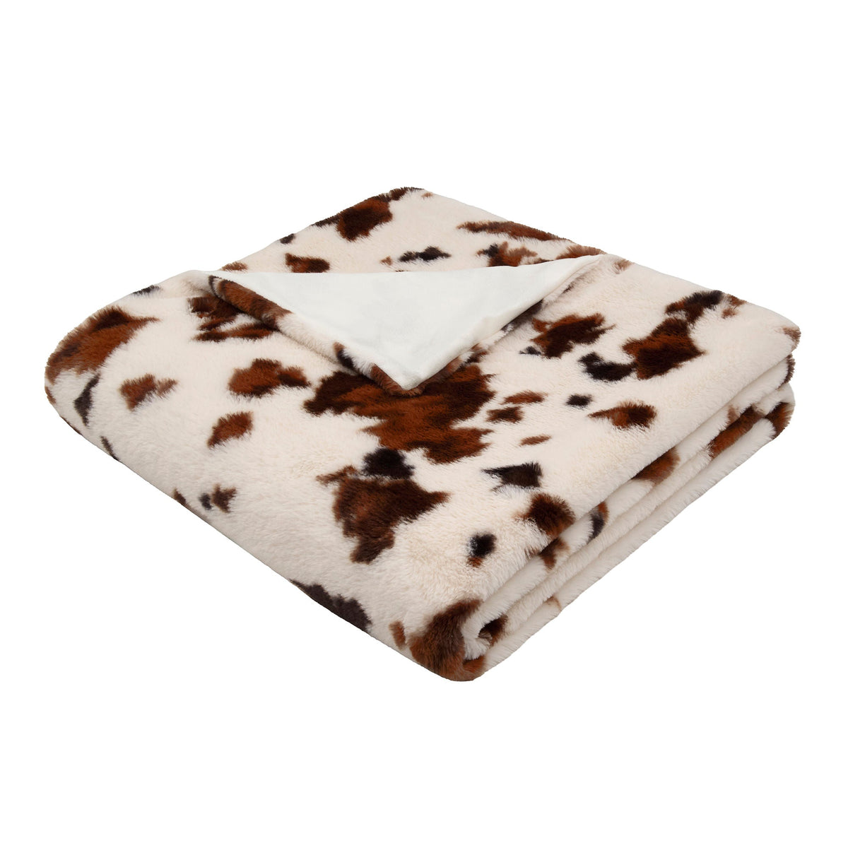 Cow Print Faux Fur Bedspread in Natural