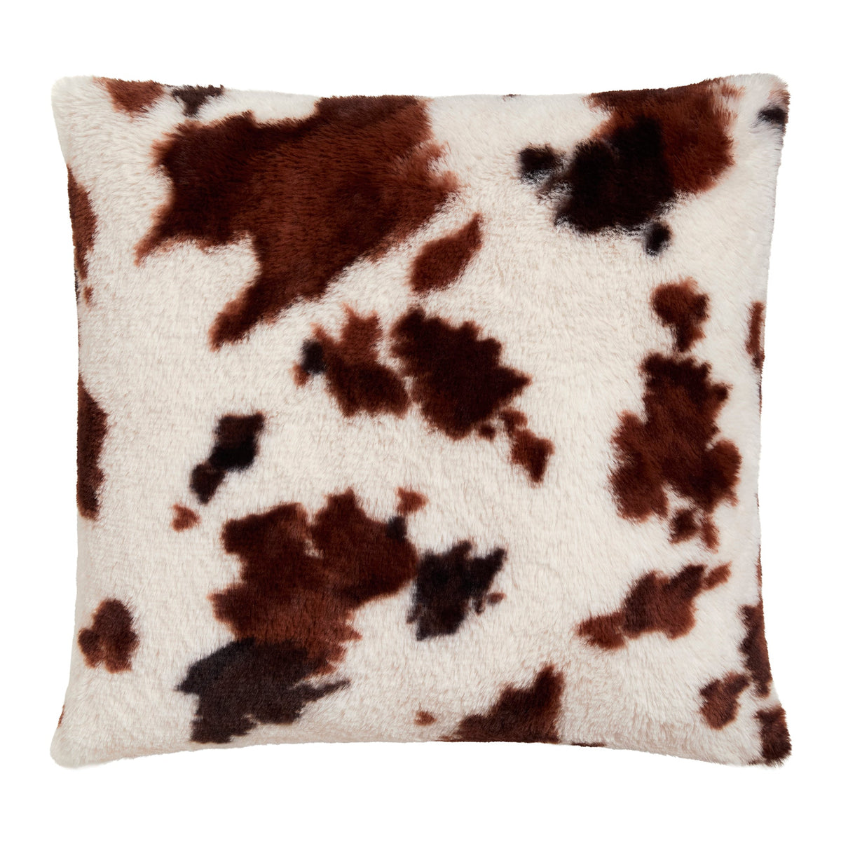 Cow Print Faux Fur Cushion in Natural 43 x 43cm