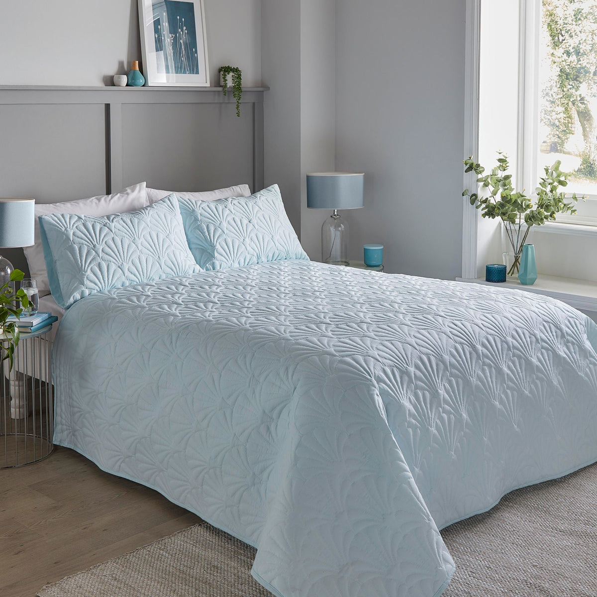 Cavali Bedspread in Duck Egg