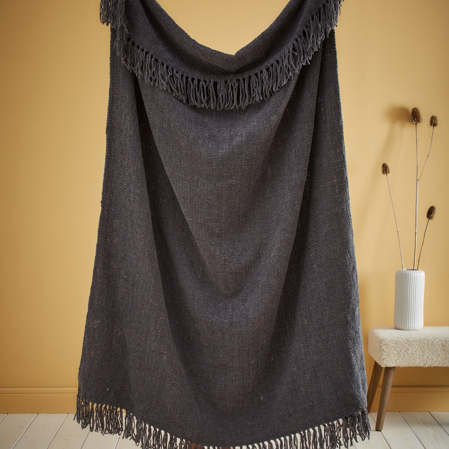 Chenille Charcoal Throw