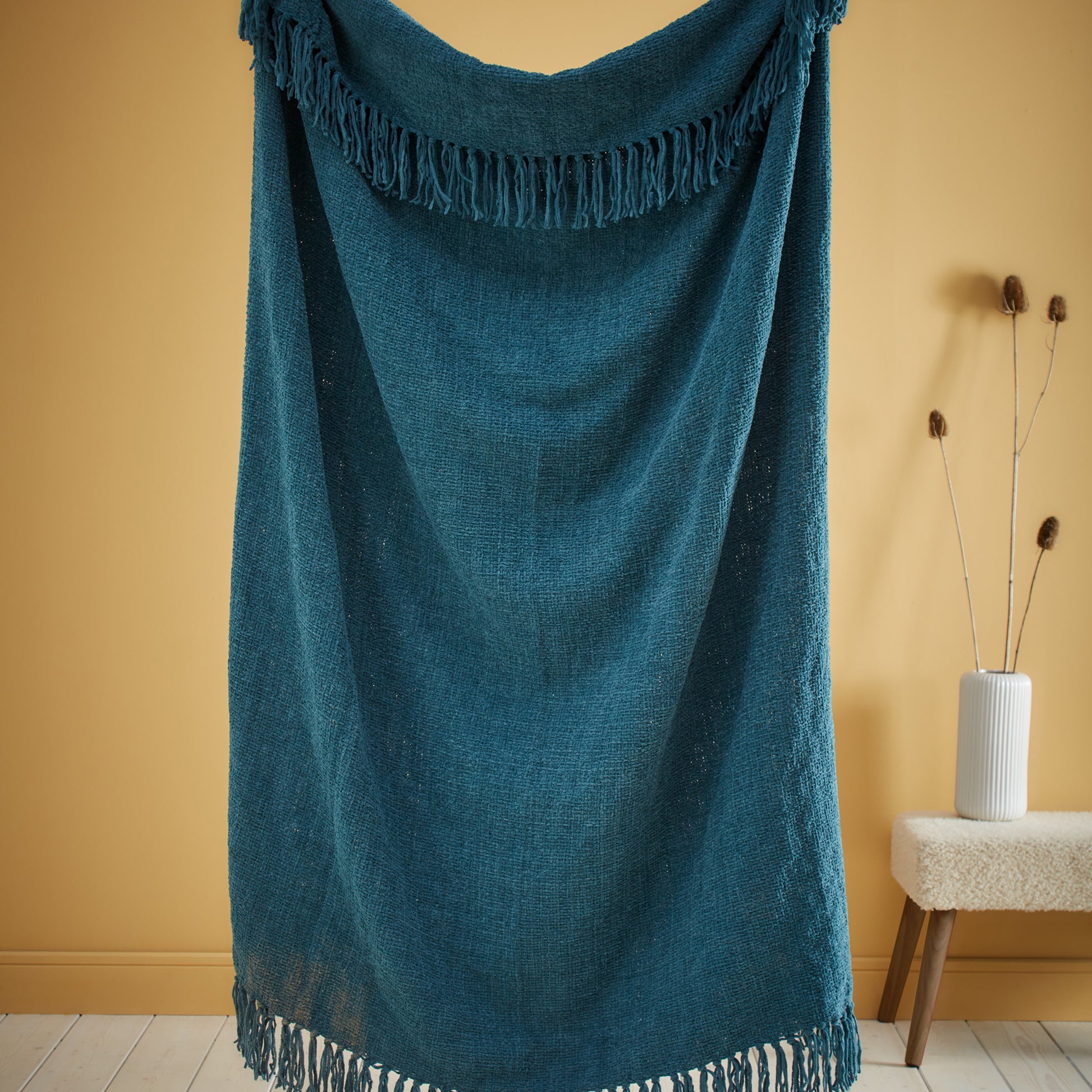 Chenille Teal Throw