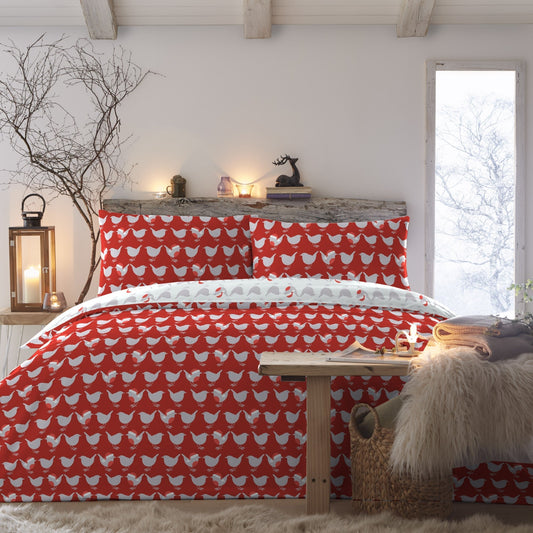 Geo Robin Duvet Cover Set in Red