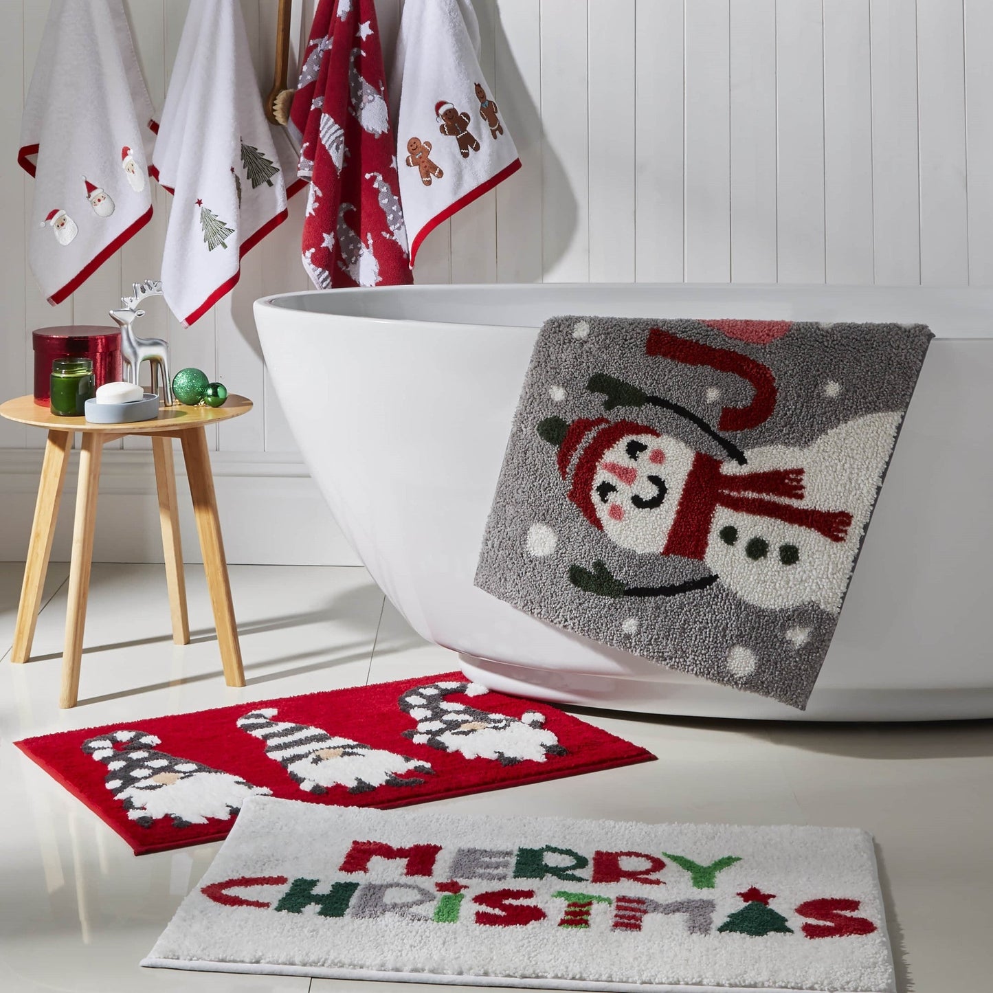 Snowman Bath Mat in Grey