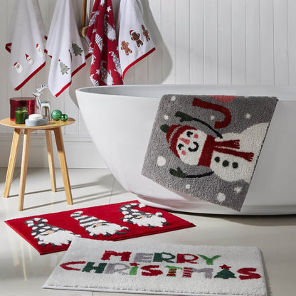 Snowman Bath Mat in Grey