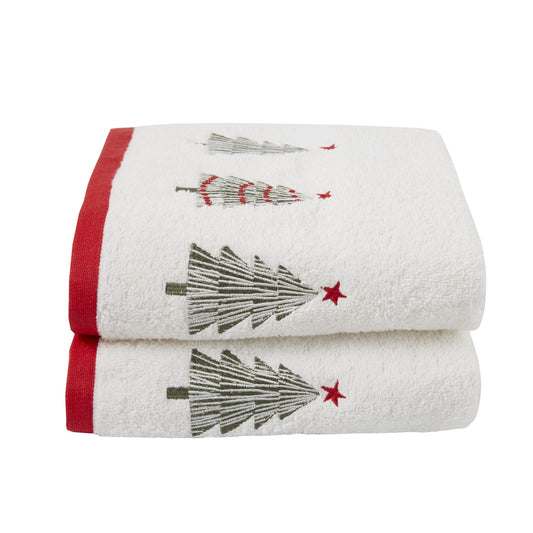 Christmas Trees Hand Towel (2 pack) in White