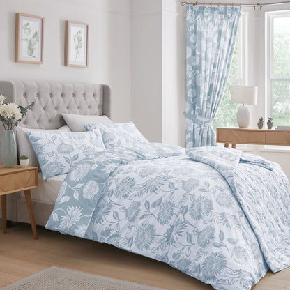 Chrysanthemum Duvet Cover Set in Blue