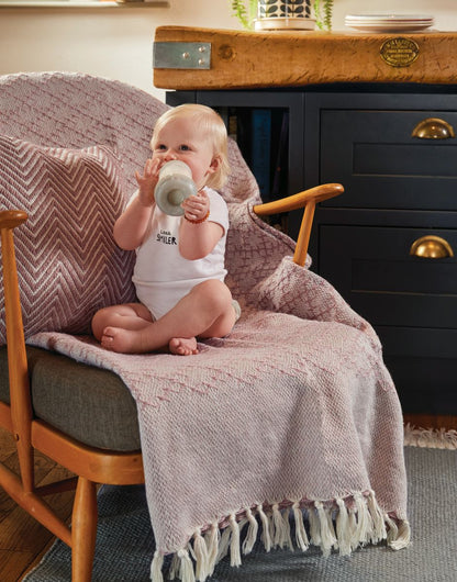 Hug Rug Woven Herringbone Rug Coral Pink