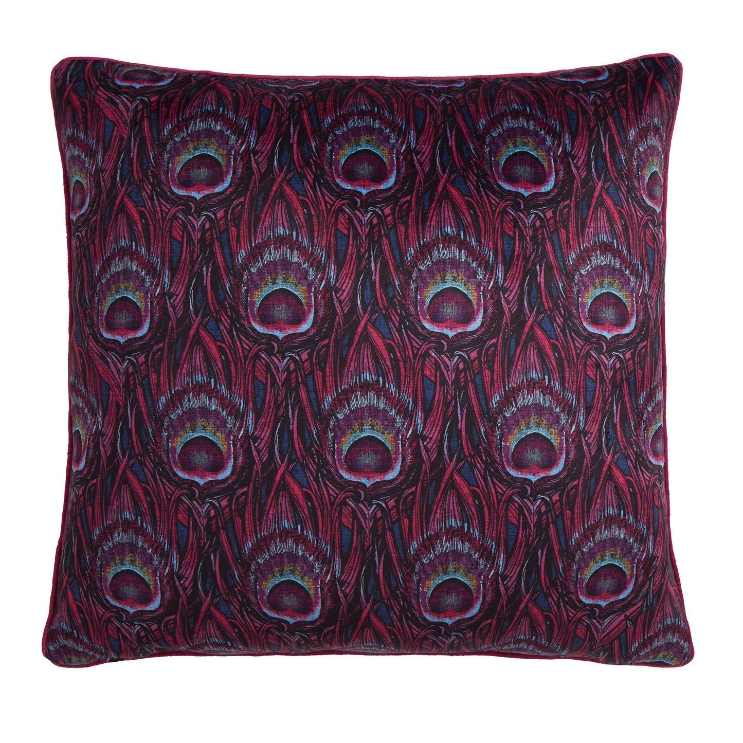 Dandy Peacock Cushion in Plum