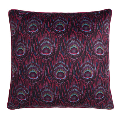 Dandy Peacock Cushion in Plum