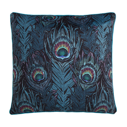 Dandy Peacock Cushion in Teal