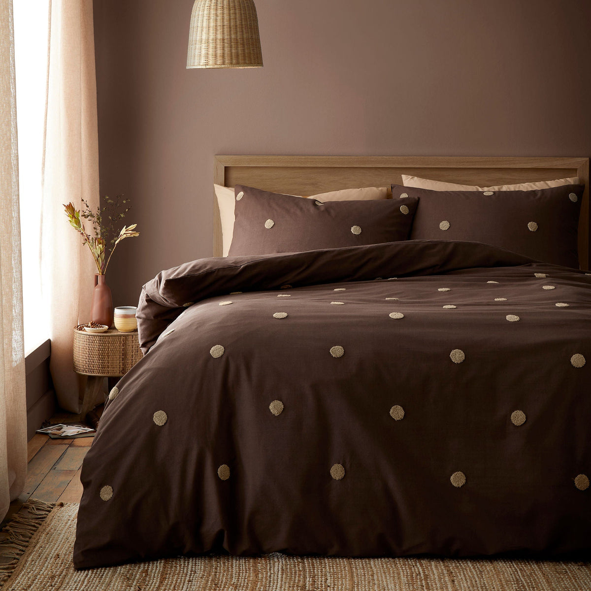 Dot Garden Duvet Cover Set in Chocolate