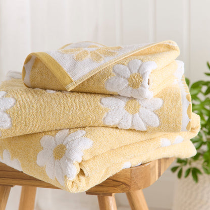 Daisy Floral Towels in Ochre - Hand Towel