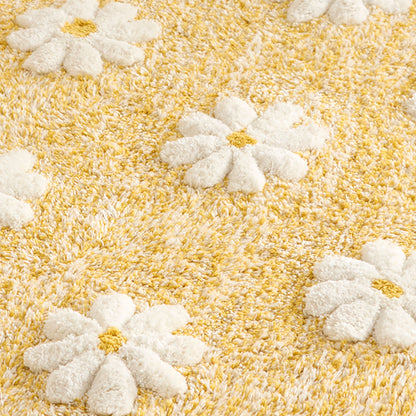 Daisy Floral Bath Mat in Ochre