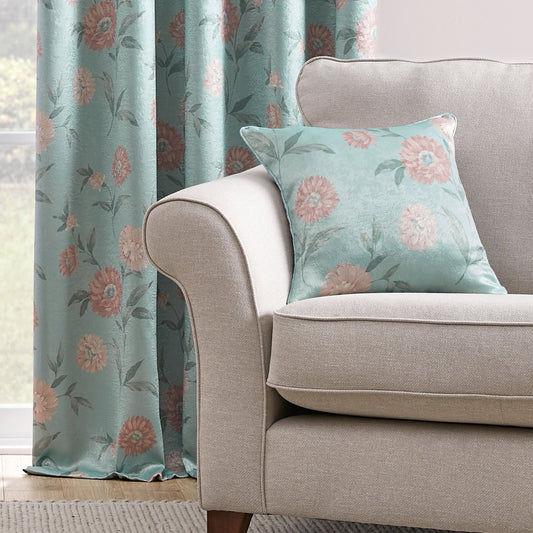 Dahlia Cushion in Duck Egg
