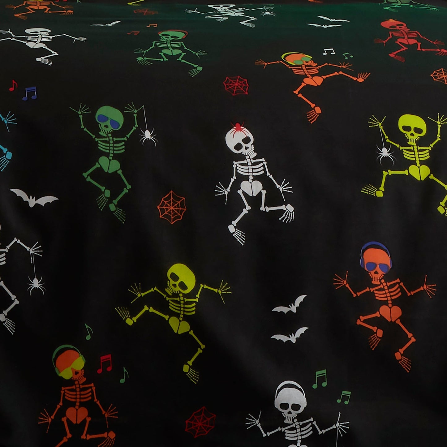 Dancing Skeletons Halloween Duvet Cover Set in Black