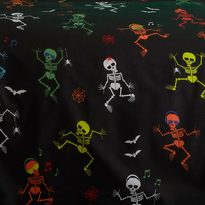 Dancing Skeletons Halloween Duvet Cover Set in Black