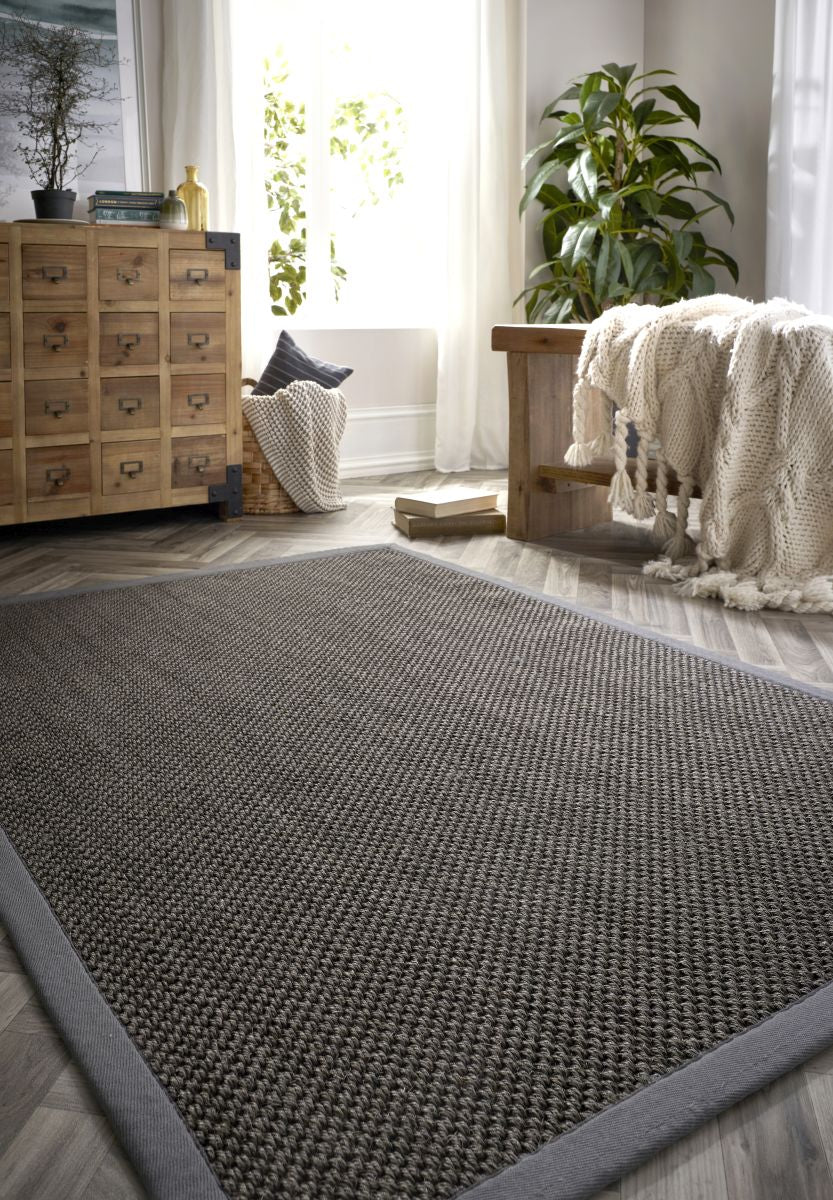 Origins Sisal Rug Dark Grey with Grey Border