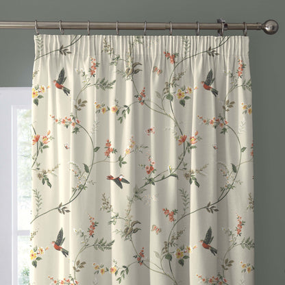 Darnley Pencil Pleat Curtains in Coral/Natural