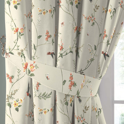 Darnley Pencil Pleat Curtains in Coral/Natural
