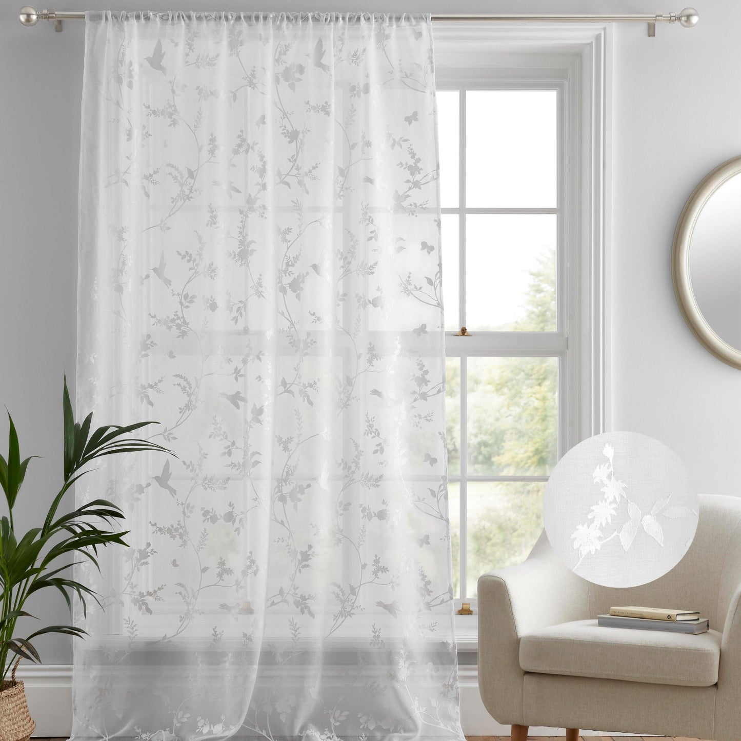 Darnley Voile Panel in White