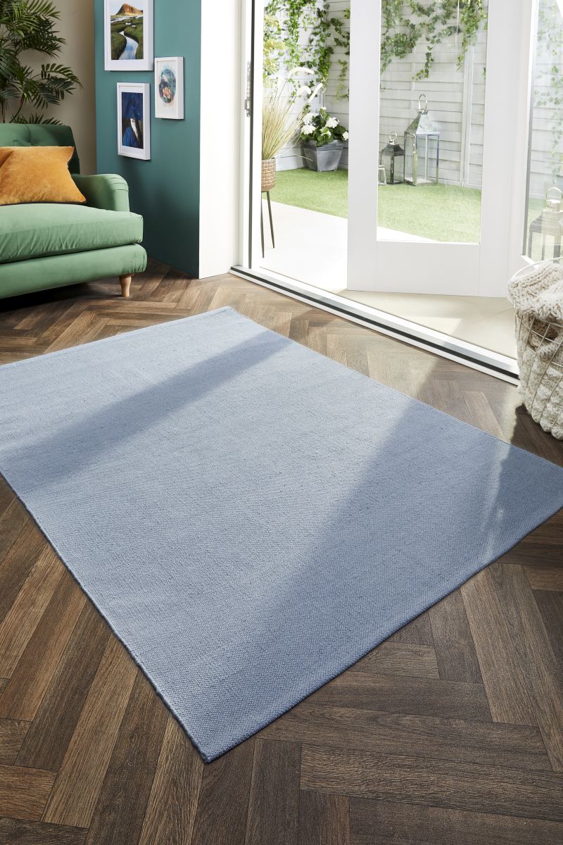 Hug Rug Woven Diamond Rug Denim Blue