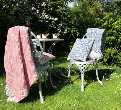 Hug Rug Woven Diamond Throw Coral Pink